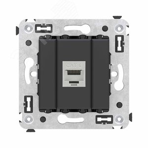 Avanti Компьютерная розетка RJ-45 без шторки в стену, кат.6 одинарная экранированная,  Черный матовый - фото 1