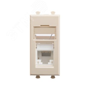 Компьютерная розетка RJ-45 модульная, кат.6, Avanti, ванильная дымка, 1 модуль - фото 1