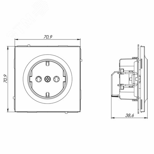 Розетка силовая, 2P+E, с з/ш, KANT, черный уголь - фото 11