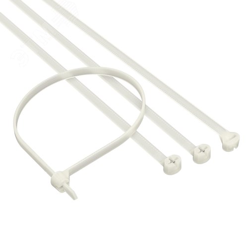 Хомут P6.6 с двойным замком, белый 4,8x370 - фото 1