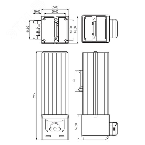 Обогреватель в алюминиевом корпусе с вентилятором 400 Вт, 115 В AC - фото 2