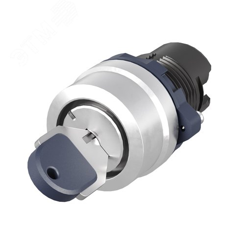 Изображение товара Головка переключателя с ключом на 2 положения с возвратом стандартная ручка, черный, алюминий (шт)