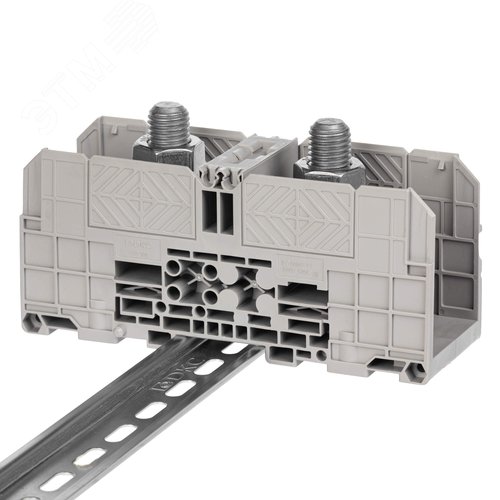 Клемма проходная, болтовой зажим, 2 точки подключения,  300 кв.мм, серая - фото 1