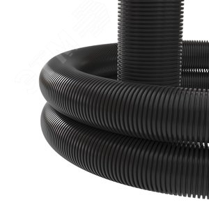 Усиленная двустенная труба ПНД гибкая для кабельной канализации д.63мм спротяжкой, SN20, 650Н, в бухте 50м, цвет черный - фото 4