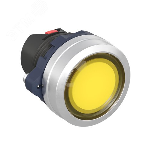 Головка кнопки плоская прозрачная с фиксацией, желтая, алюминий - фото 1