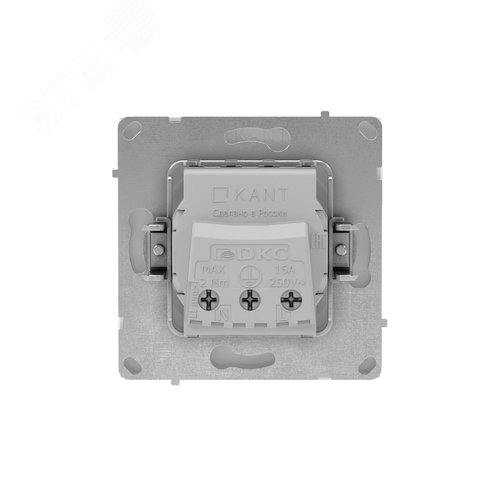 Розетка силовая, 2P+E, с заземлением без з/ш,     KANT, белая магнолия - фото 3