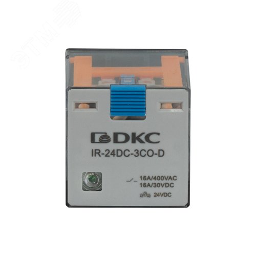 Реле миниатюрное силовое, 3CO, коммутируемый ток 16 А, AgSnO, напряжение 24V DC, опция – тест-кнопка+светодиод+защитный диод - фото 2