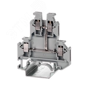 Клемма двухуровневая, винтовой зажим, 4 точки подключения, 2.5 кв.мм, серая - фото 1