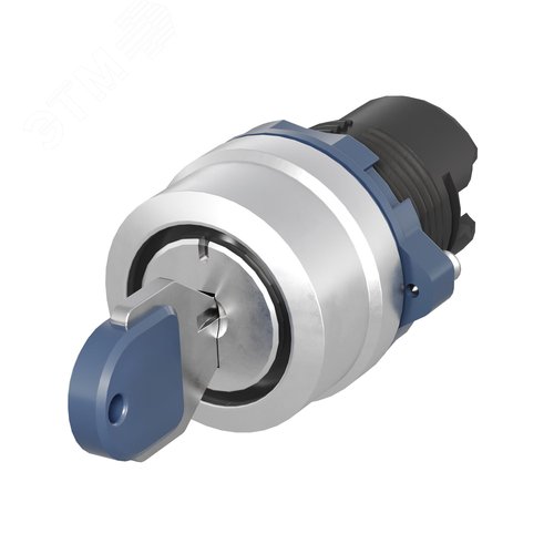 Изображение товара Головка переключателя с ключом на 3 положения с возвратом стандартная ручка, черный, алюминий (шт)