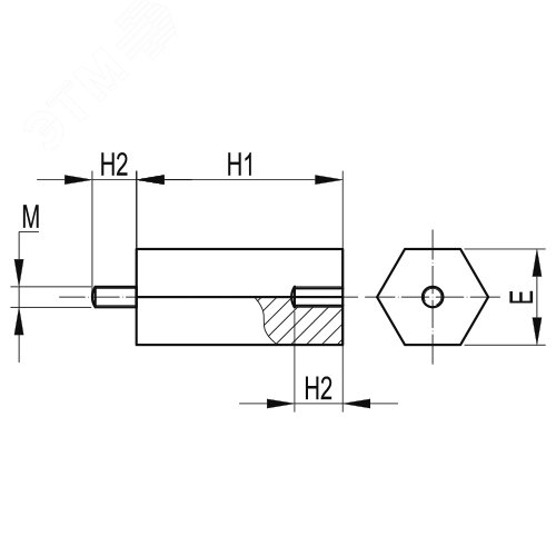 Спейсер Lоснования= 50мм Lрезьбы= 10мм М6 - фото 2