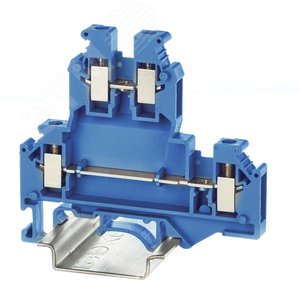 Клемма двухуровневая, винтовой зажим, 4 точки подключения, 4 кв.мм, синяя - фото 1