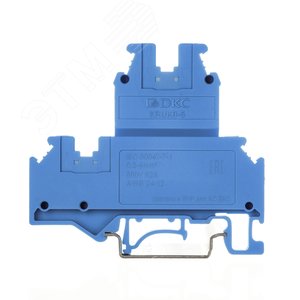 Клемма двухуровневая, винтовой зажим, 4 точки подключения, 4 кв.мм, синяя - фото 2