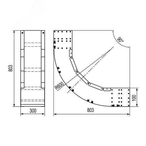 Угол листовой вертикальный внутренний 90 градусов 100х300 R600 цинк-ламельный - фото 2