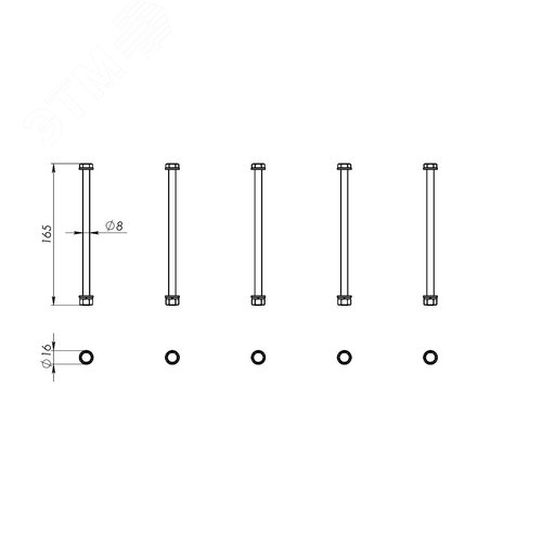 Комплект метизов для сборки главной шинной системы, 160мм - фото 3