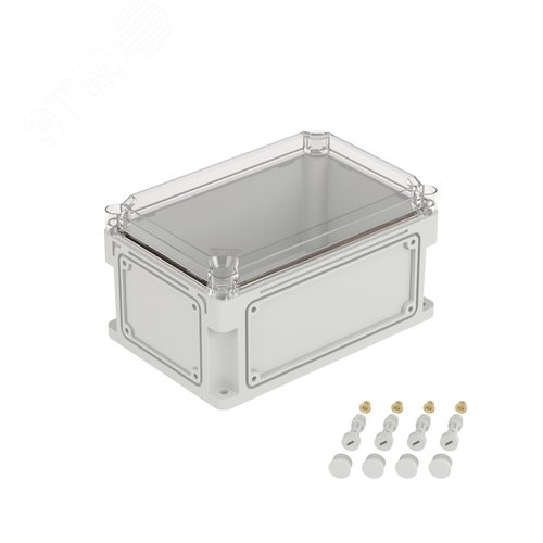 Изображение товара Корпус IP66/IP67, 300х200х160 мм, без МП, с фланцами, прозрачная крышка H= 35 мм (шт)