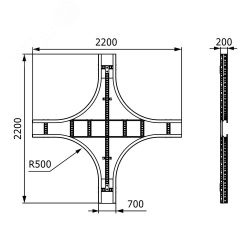 Ответвитель Х-образный листовой 200х700 R660 горячеоцинкованный - фото 2