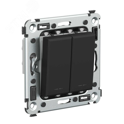 Avanti Инвертор двухклавишный в стенуЧерный       матовый (Переключатель сх. 7+7) - фото 2