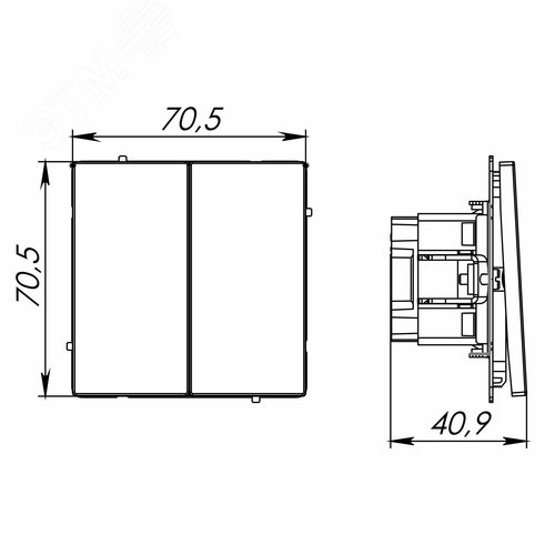 Кнопка двухклавишная, KANT, черный уголь - фото 7