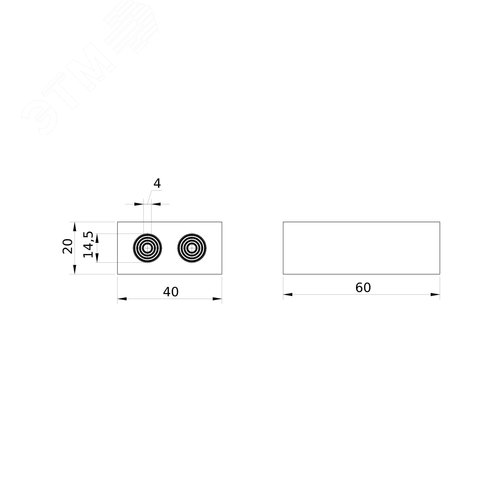 Модуль кабельный 20х40 мм 2хD4-14,5 мм - фото 2