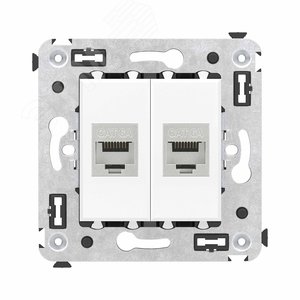 Avanti Компьютерная розетка RJ-45 без шторки в стену, кат.6А двойная экранированная,  Белое облако - фото 1