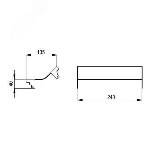 Крышка на угол вертикальный внутр. 45° 100х240 мм - фото 2