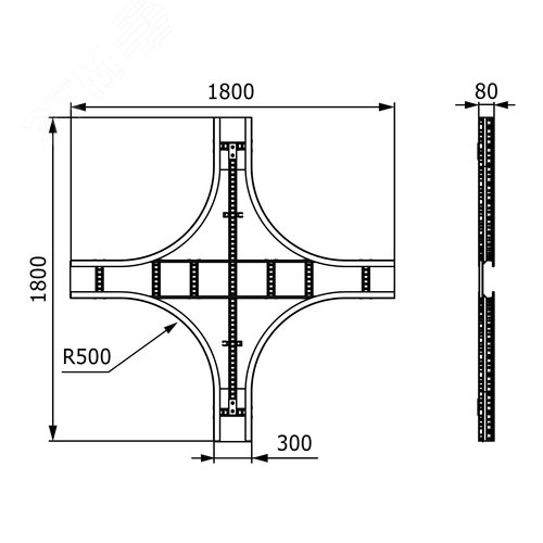 Ответвитель Х-образный листовой 80х300 R660 горячеоцинкованный - фото 2