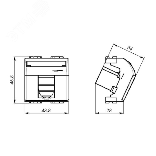 Роз.телеф. RJ12 Brava белая 2 модуль - фото 2