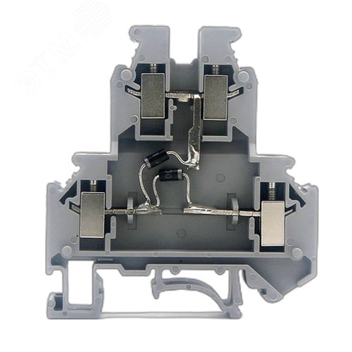 Клемма со встроенным диодом, винтовой зажим, 4 точки подключения, 4 кв.мм, серая - фото 1