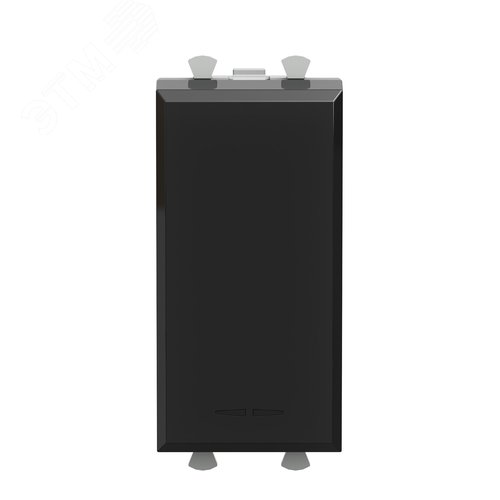 Avanti Выключатель двухполюсный одноклавишный модульный, Черный квадрат, 1 модуль - фото 1