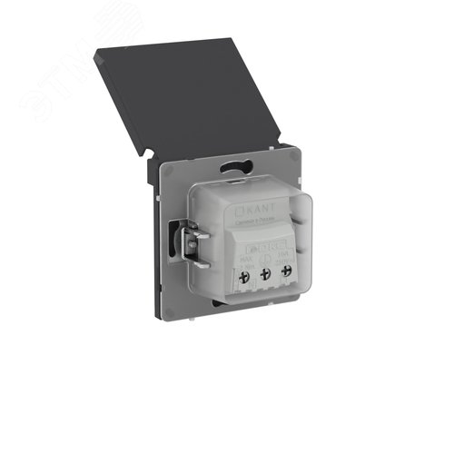 Розетка силовая, 2P+E, с з/ш, с крышкой, IP44, KANT, черный уголь - фото 5