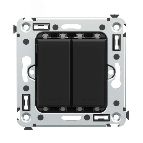 Avanti Кнопка двухклавишная в стену Черный        квадрат - фото 1