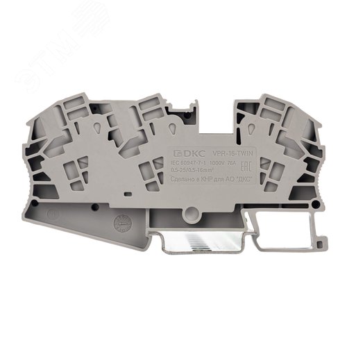 Клемма проходная, зажим push-in, 3 точки подключения, 16 кв.мм, серая - фото 2