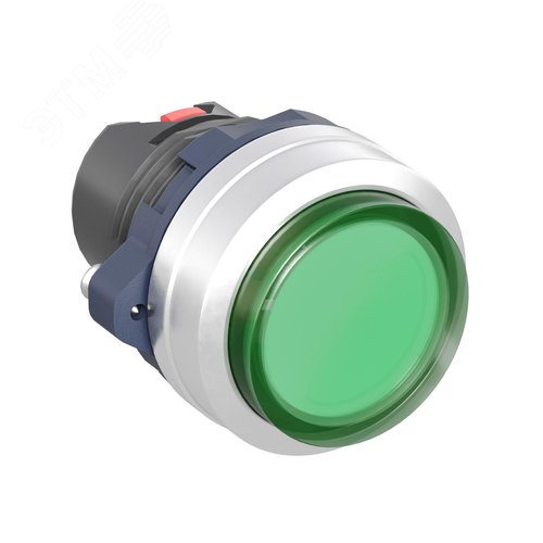 Головка кнопки выпуклая прозрачная с фиксацией, зеленая, алюминий - фото 1