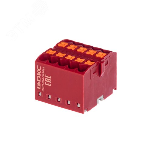 Блок распределительный, зажим push-in, 10 точек подключения 2,5 кв.мм, красный - фото 1