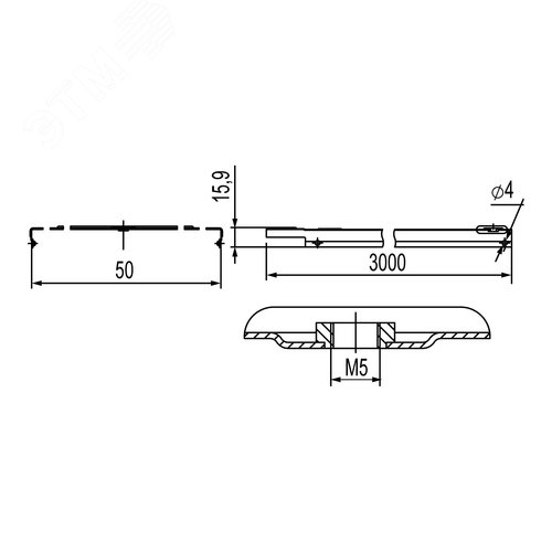 Крышка на лоток 50 мм L=3000мм с заземлением - фото 3