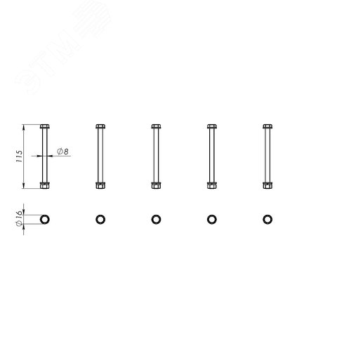 Комплект метизов для сборки главной шинной системы, 110мм, 10шт - фото 3