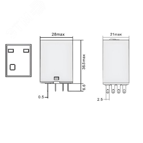 Реле миниатюрное промышленное общего назначения, 4CO, коммутируемый ток 5 А, AgSnO, напряжение 115V AC, опция – светодиод - фото 4