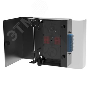 Изображение товара Корпус оптического навесного бокса. 1 слот для адаптерных планок типа RNAP. черный. без сплайс-кассеты. без пигтейлов (шт)