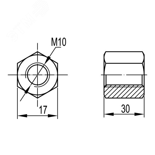 Гайка М10х30 соединительная - фото 3