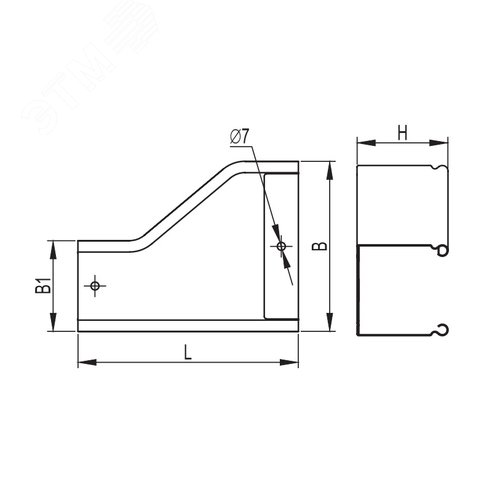 Переходник RRS левосторонний 200/100 H100 в комплекте с крепежными элементами и соединительными пластинами - фото 2