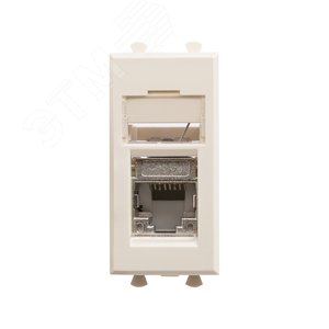 Компьютерная розетка RJ-45 модульная, кат.5е экранированная, Avanti, ванильная дымка, 1 модуль - фото 1