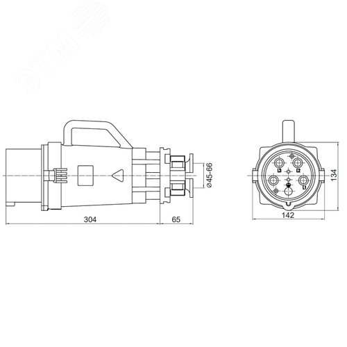 Вилка кабельная CP IP67 160A 3P+E+N 690В - фото 3