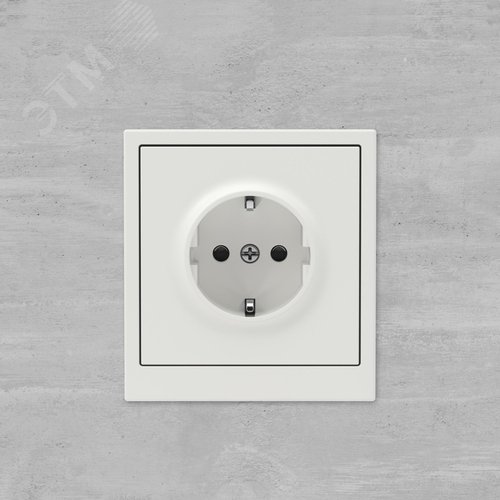 Розетка силовая, 2P+E, с заземлением без з/ш,     KANT, белый песок - фото 6