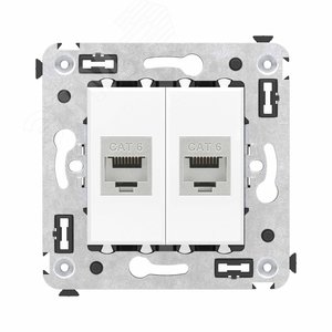 Avanti Компьютерная розетка RJ-45 без шторки в стену, кат.6 двойная экранированная,  Белое облако - фото 1