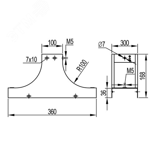 Крышка-ответвитель TS основание 300 H100 в комплекте крепежные элементы соединительные пластины - фото 5