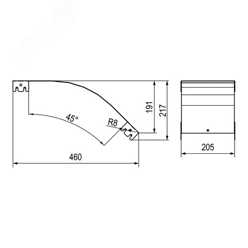 Крышка на угол вертикальный внешний 45 градусов, 50х200 R600, цинк-ламельная в комплекте с крепежными элементами и соединительнымипластинами, необходимыми для монтажа - фото 2