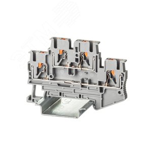 Изображение товара Клемма двухуровневая, зажим push-in, 4 точки подключения, 2.5 кв.мм, серая (шт)