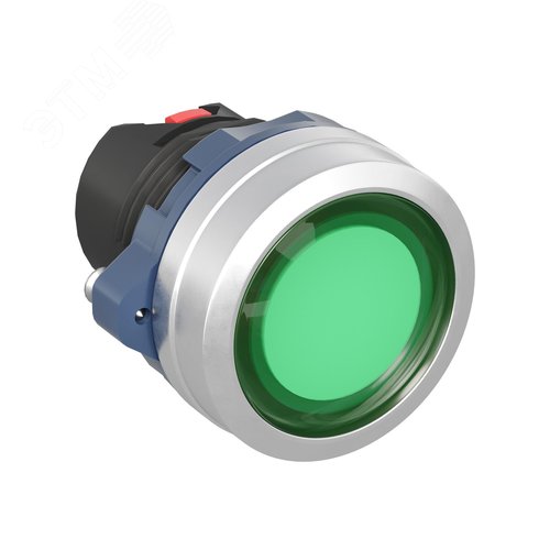 Изображение товара Головка кнопки плоская прозрачная с фиксацией, зеленая, алюминий (шт)