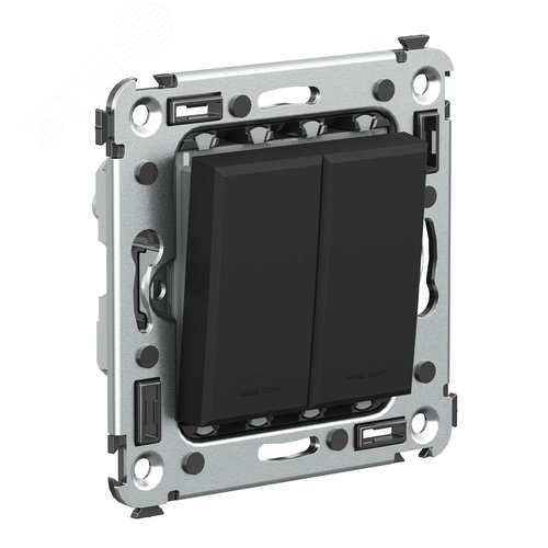 Avanti Переключатель двухклавишный в стену, , Черный матовый - фото 2