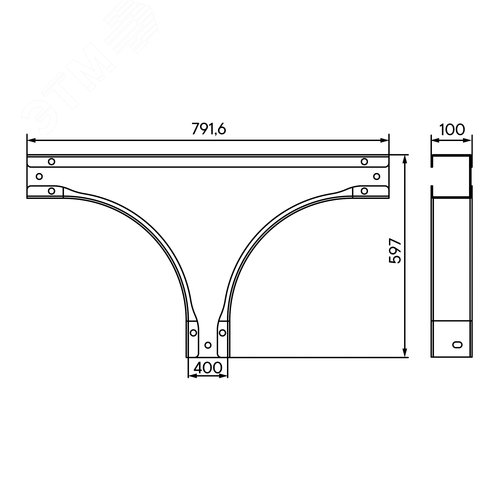 Ответвитель Т-образный 100х400 2,0 мм горячеоцинкованный в комплекте крепежные элементы соединительные пластины - фото 2